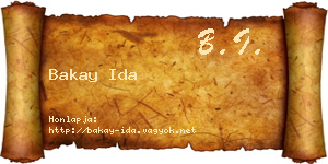 Bakay Ida névjegykártya